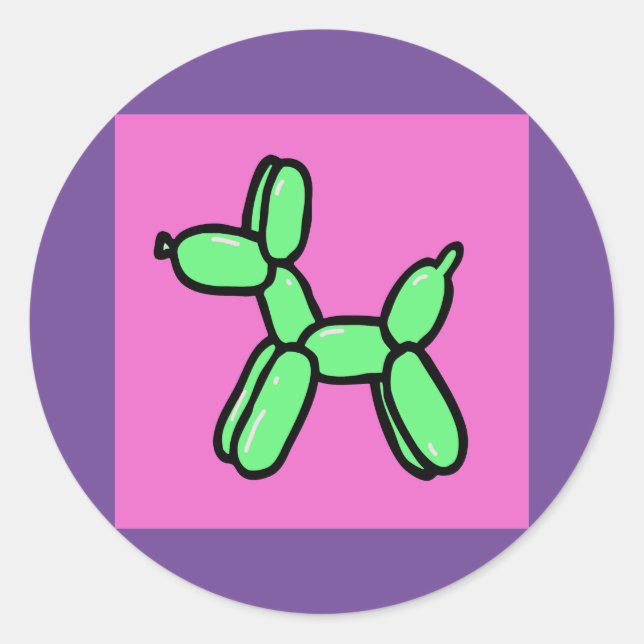 Balloon Dog Stickers in Green, Pink, and Purple (Front)