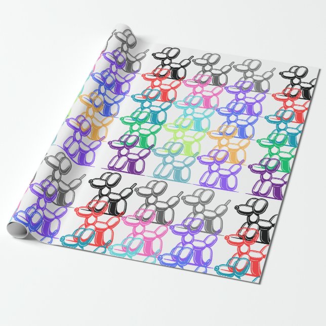 Balloon Dog Wrapping Paper Multi Colour (Unrolled)
