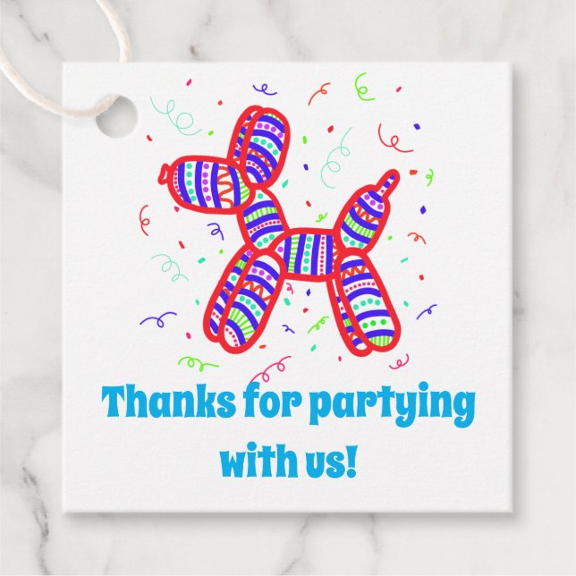 Balloon Dogs Party Favour Tags (Front)
