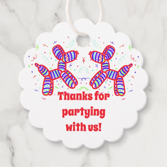 Balloon Dogs Party Favour Tags (Front)