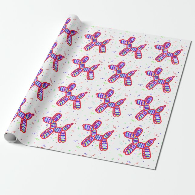 Balloon Dogs Party Wrapping Paper (Unrolled)