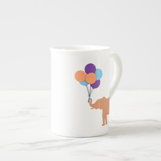 Balloon Elephant Bone China Mug (Front Right)