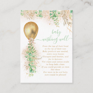 Balloon Eucalyptus Gold Baby Wishing Well Enclosure Card