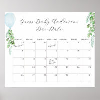 Balloon Eucalyptus Guess Baby Due Date Calendar P