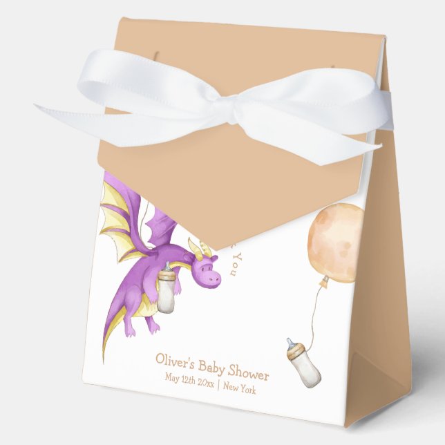 Balloon Fairy Dragon Bottle Baby Shower Thank You Favour Box (Front)