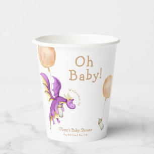 Balloon Fairy Dragon Bottle Baby Shower Welcome Paper Cups