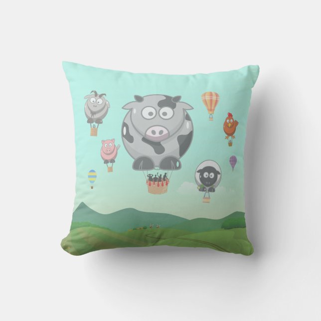 Balloon Farm Animals Fun Kids Cushion (Front)