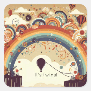 Balloon Floating into the Horizon Square Sticker