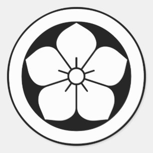 Balloon flower in circle classic round sticker