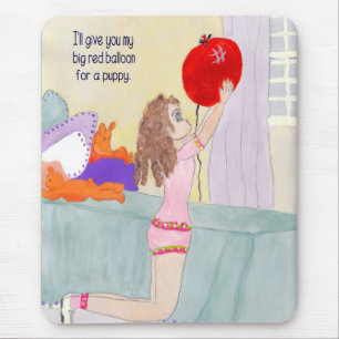 Balloon for a Puppy Mouse Pad Hand Drawn