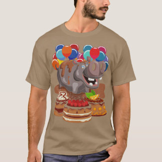Balloon Funny Hippopotamus Kids Birthday T-Shirt