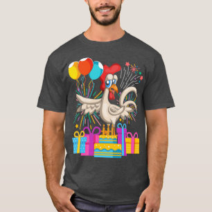Balloon Funny Rooster Kids Birthday T-Shirt