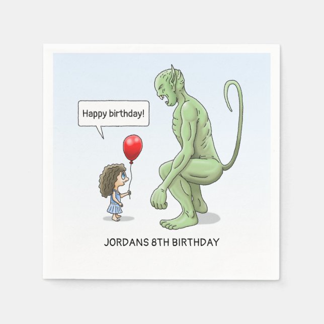 Balloon Girl and Goblin Napkin (Front)