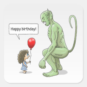 Balloon Girl and Goblin Square Sticker