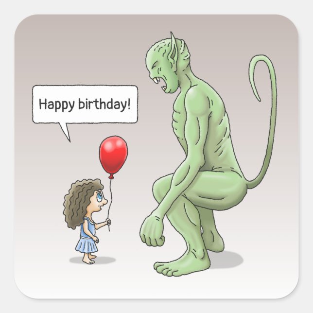 Balloon Girl and Goblin Square Sticker (Front)