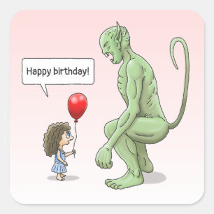 Balloon Girl and Goblin Square Sticker