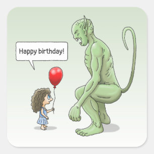 Balloon Girl and Goblin Square Sticker