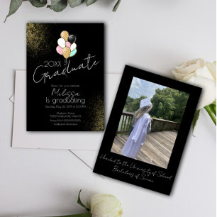Balloon Glitter College Highschool Graduate Party Invitation