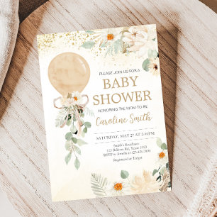 Balloon Greenery Gender Neutral Baby Shower Invitation
