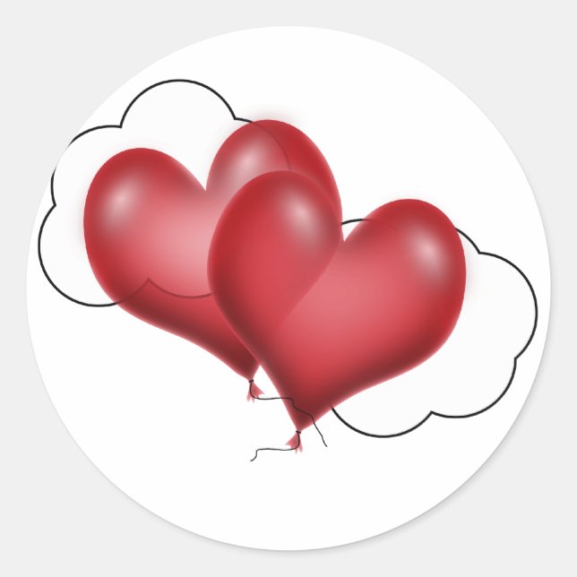 Balloon Hearts (Add Your Text) Classic Round Sticker (Front)