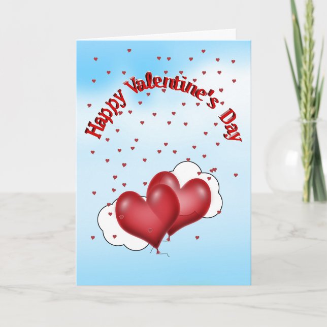 Balloon Hearts Valentine Add-Photo Holiday Card (Front)