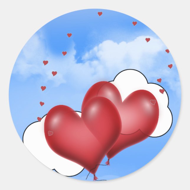 Balloon Hearts With Little Hearts Classic Round Sticker (Front)