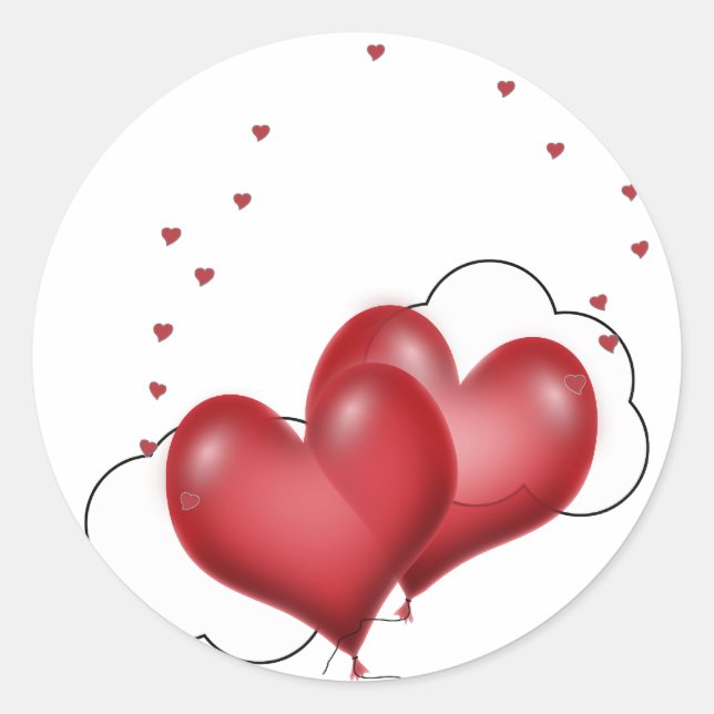 Balloon Hearts With Little Hearts Classic Round Sticker (Front)