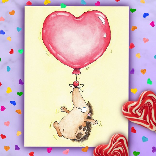BALLOON HEDGEHOG postcard by Nicole Janes (Creator Uploaded)