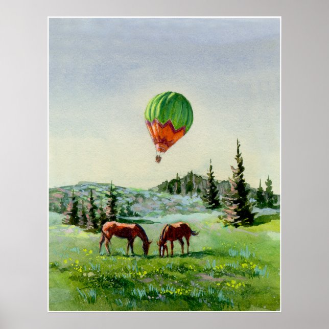 BALLOON & HORSES by SHARON SHARPE Poster (Front)