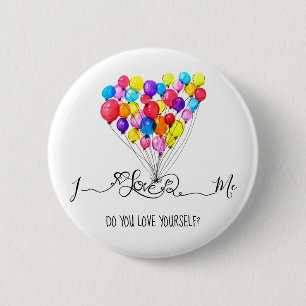BALLOON I LOVE ME and you? Heart Customise 6 Cm Round Badge