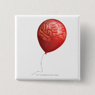 Balloon illustration with a superimposed brain 15 cm square badge