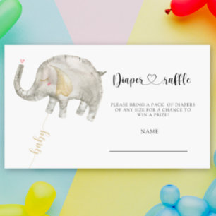 Balloon in the form of a elephant diaper raffle enclosure card