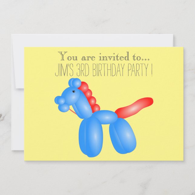 Balloon infant or toddler young kid birthday party invitation (Front)