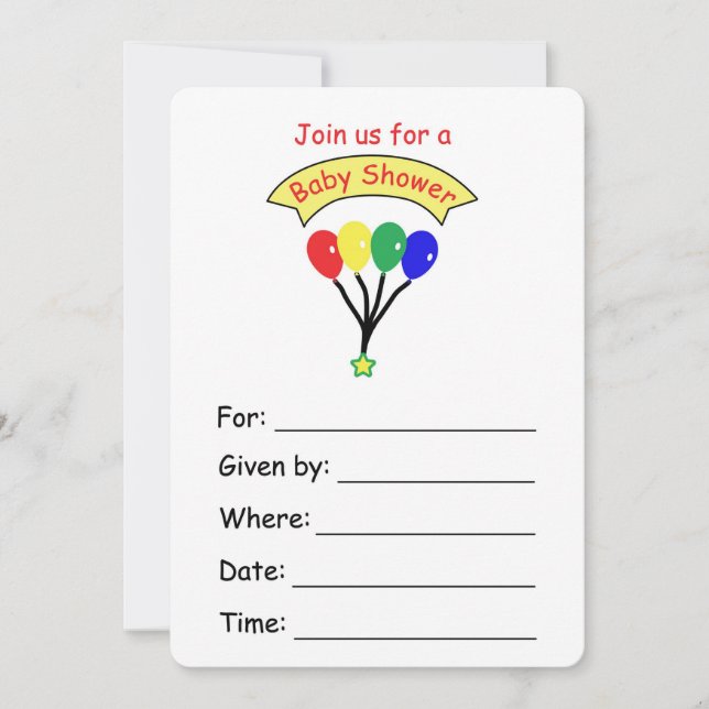 Balloon Invitation for a Baby Shower (Front)