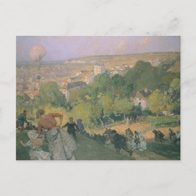 Balloon Landing at Pre St-Gervais, c.1885 Postcard (Front)