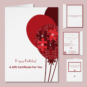 Balloon Life Coach Happy Birthday Gift Certificate