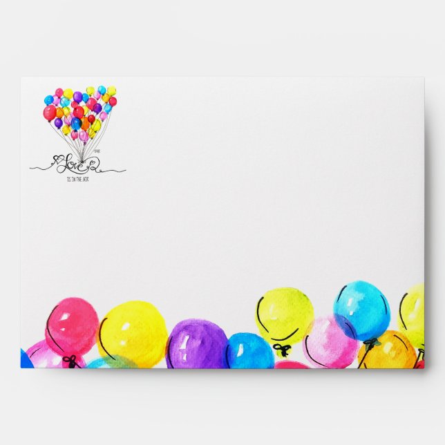BALLOON LOVE is in the Air | Heart Calligraphy Envelopes (Front)