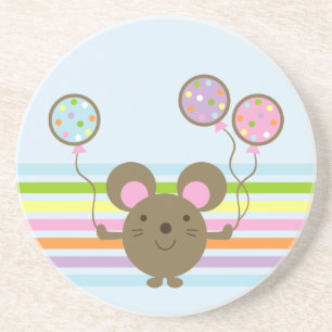Balloon Mouse Blue Coaster