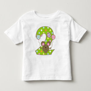 Balloon Mouse Green 2nd Birthday T-Shirt