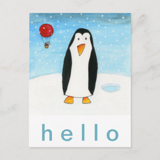 Balloon Mouse & Penguin Postcard