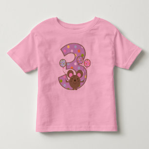 Balloon Mouse Purple 3rd Birthday Toddler T-Shirt