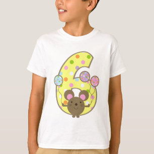 Balloon Mouse Yellow 6th Birthday T-Shirt