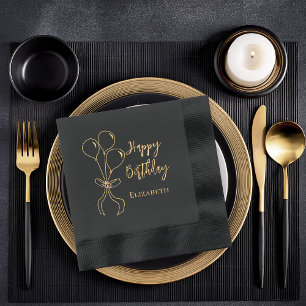 Balloon Outlines Happy Birthday Foil Napkins
