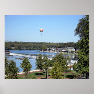 Balloon over Boathouse Row Poster