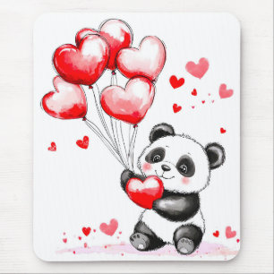 Balloon Panda Love in the Air Mouse Pad