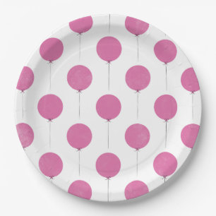 Balloon Paper Plate - Fuchsia