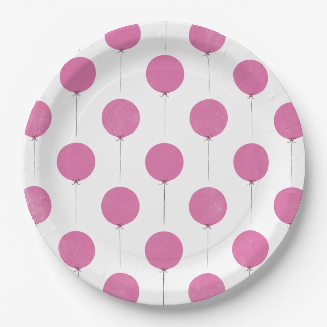 Balloon Paper Plate - Fuchsia (Front)