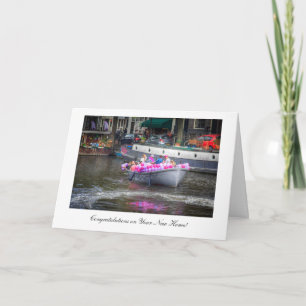 Balloon Party Boat - Congratulations on New Home Card
