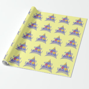 Balloon Party Hats Happy Birthday Wrapping Paper