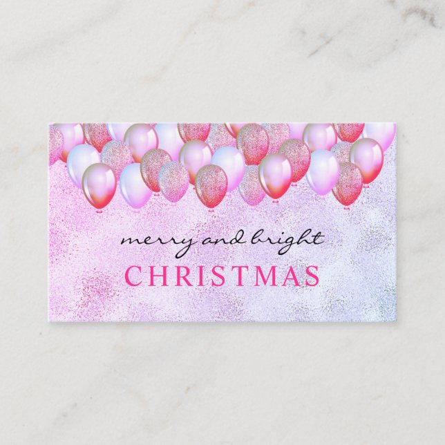 Balloon Party Planner merry bright christmas Business Card (Front)